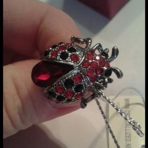 Final Price Drop!! Lady Bug Brooch Crystallized Swarovsky
